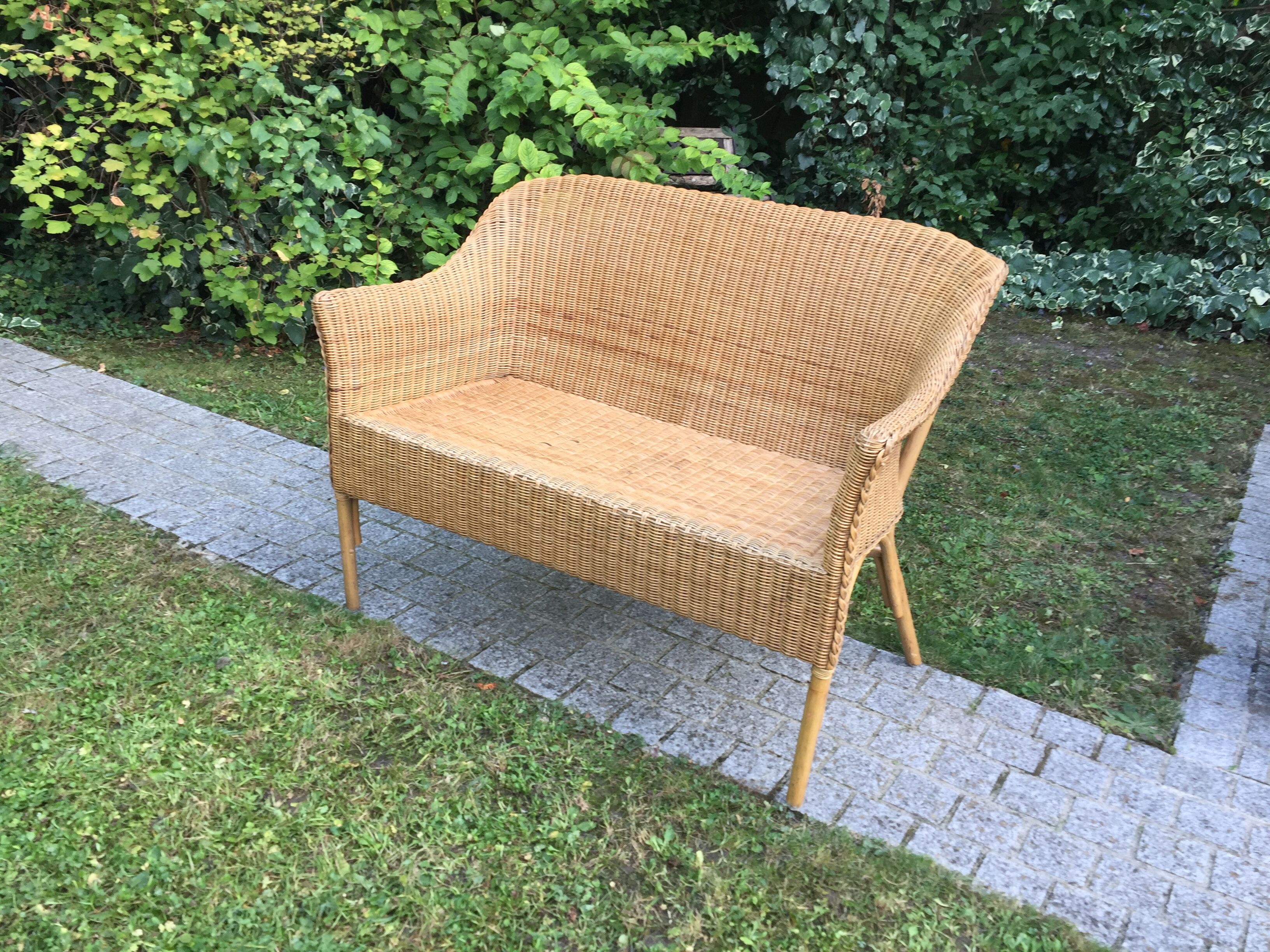 Banquette en bambou, rotin & osier adulte vintage