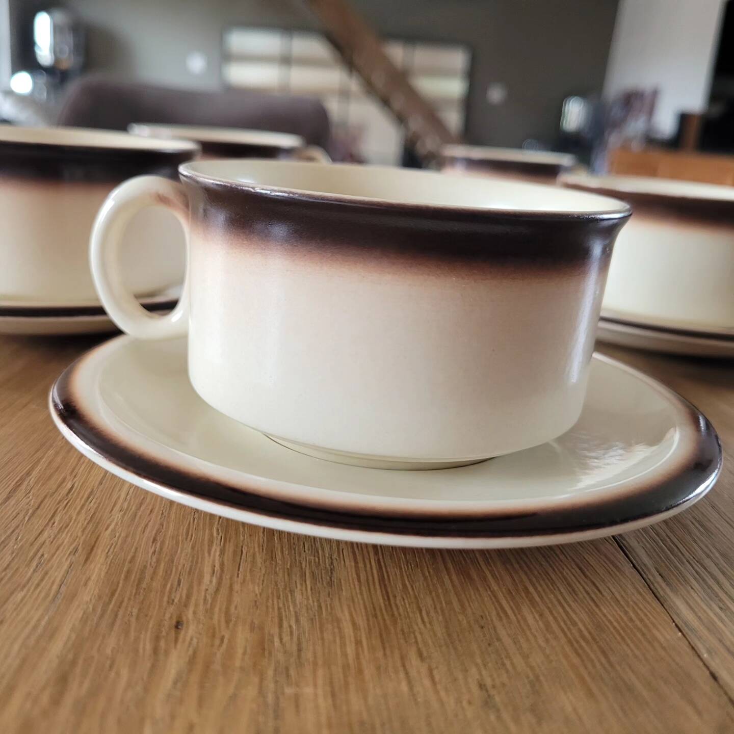 5 Boch La Louvière cups and saucers