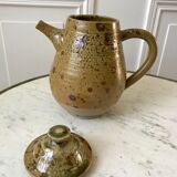 coffee service 6 cups and saucers, teapot and sugar bowl in ceramic / pottery / stoneware years 50-6