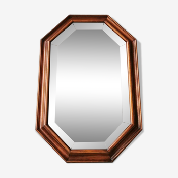 Vintage wooden mirror with 70s 80x40cm cut glass