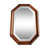 Vintage wooden mirror with 70s 80x40cm cut glass
