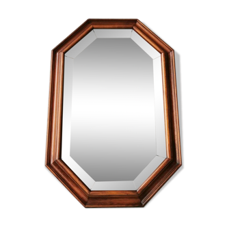 Vintage wooden mirror with 70s 80x40cm cut glass