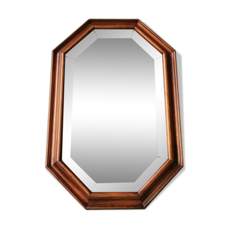 Miroir vintage en bois avec verre taillé 70s  80x40cm