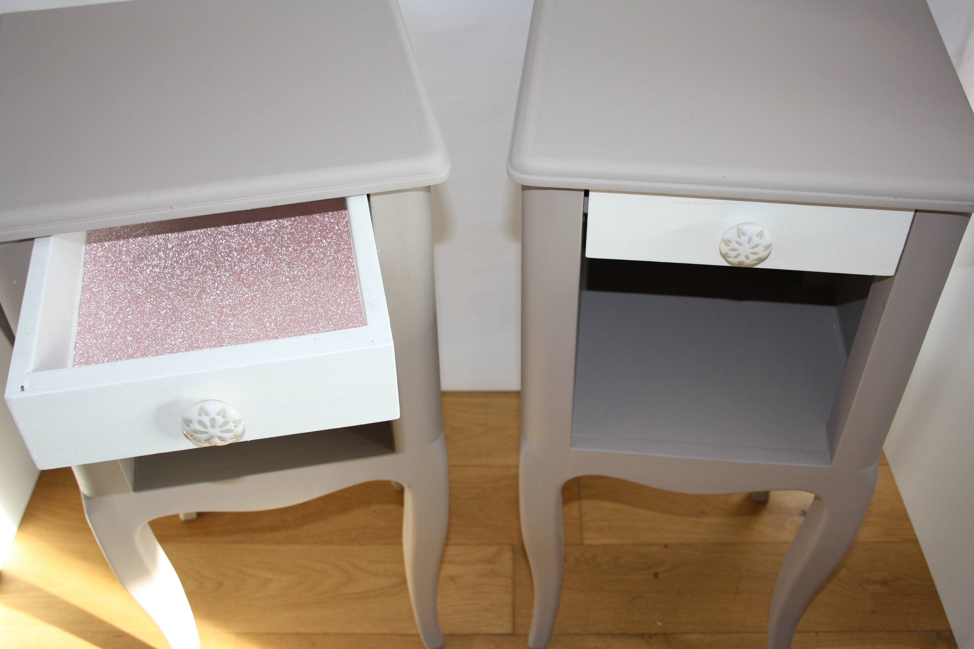Pair of painted wooden bedside tables