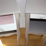 Pair of painted wooden bedside tables