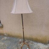 Floor lamp gilded bronze base lampshade fabrics