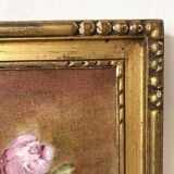 Painting, framed peony canvas