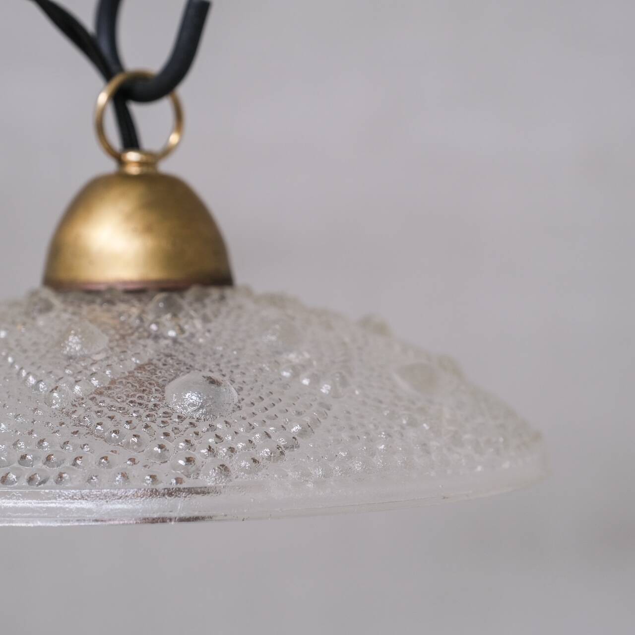 Brass and Glass Mid-Century Pendant Lights (7 Available)