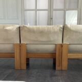 Canapé trois modules en alcantara beige