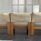 Three-module sofa in beige Alcantara