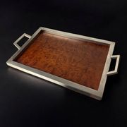 Dior style tray in wood & chromed, Italy, 1970s
