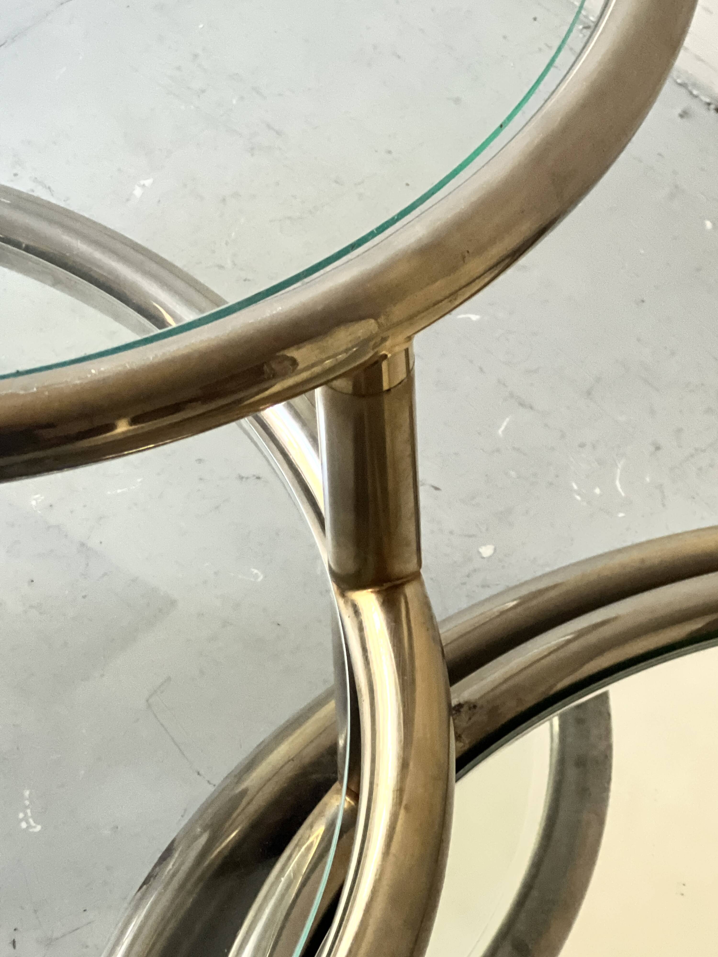 Removable coffee table in chrome, glass & mirror by Milo Baughman, design 1970.