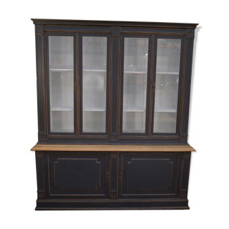 Buffet vitrine à 2 cops patiné noir