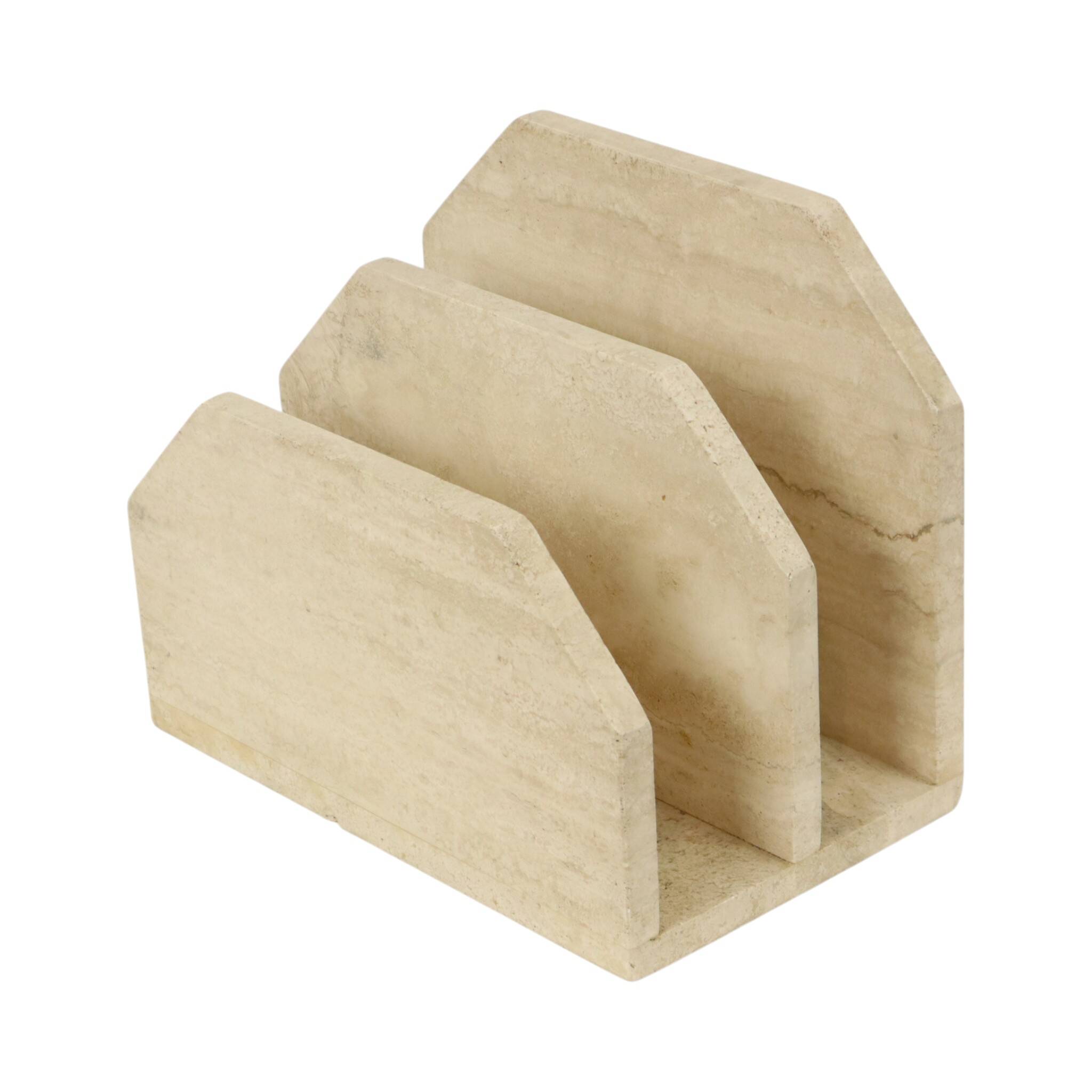 Vintage Travertine Natural Stone Magazine Rack – 1970s