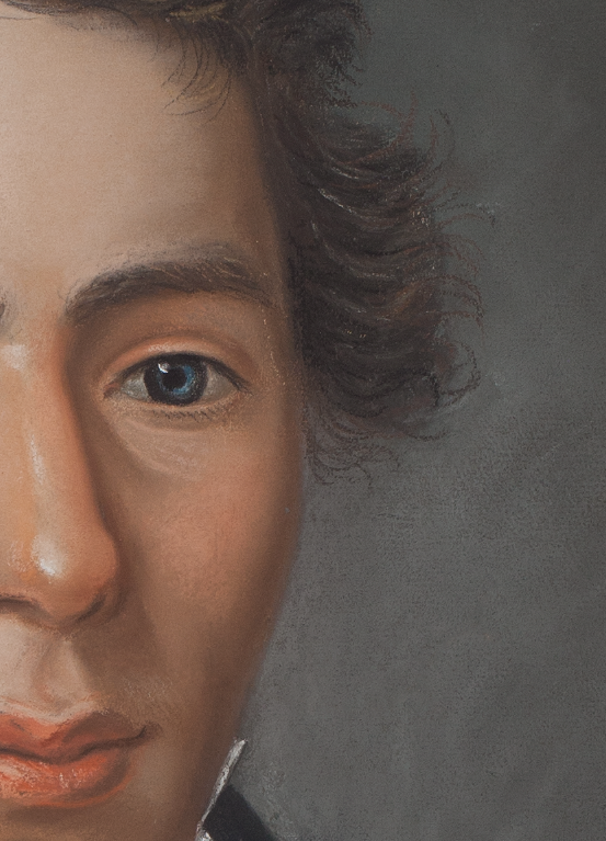 Portrait of a pastel man 1818 in gold frame