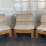 Canapé trois modules en alcantara beige