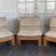 Three-module sofa in beige Alcantara