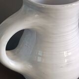 Vintage white glazed ceramic pitcher signed