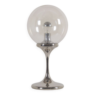 Lampe de table de l'ère spatiale par Doria Leuchten avec chrome et verre, années 1970.
