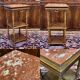 Henri II gueridon in walnut with marble top, early 20th century.