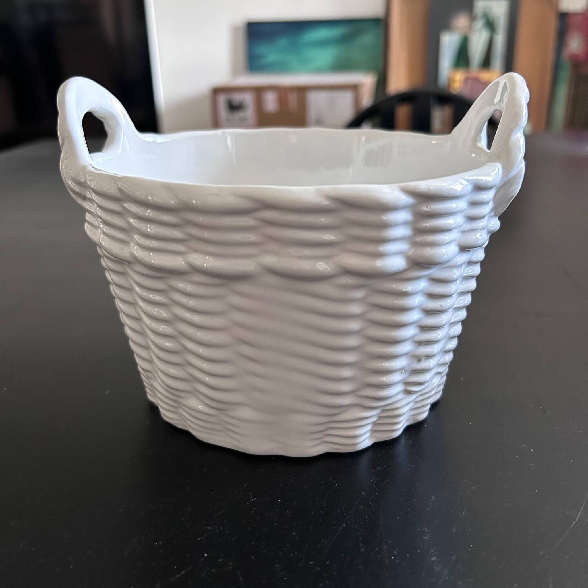 Ceramic basket plant pot