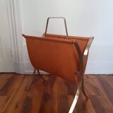 Camel leather and brass magazine holder