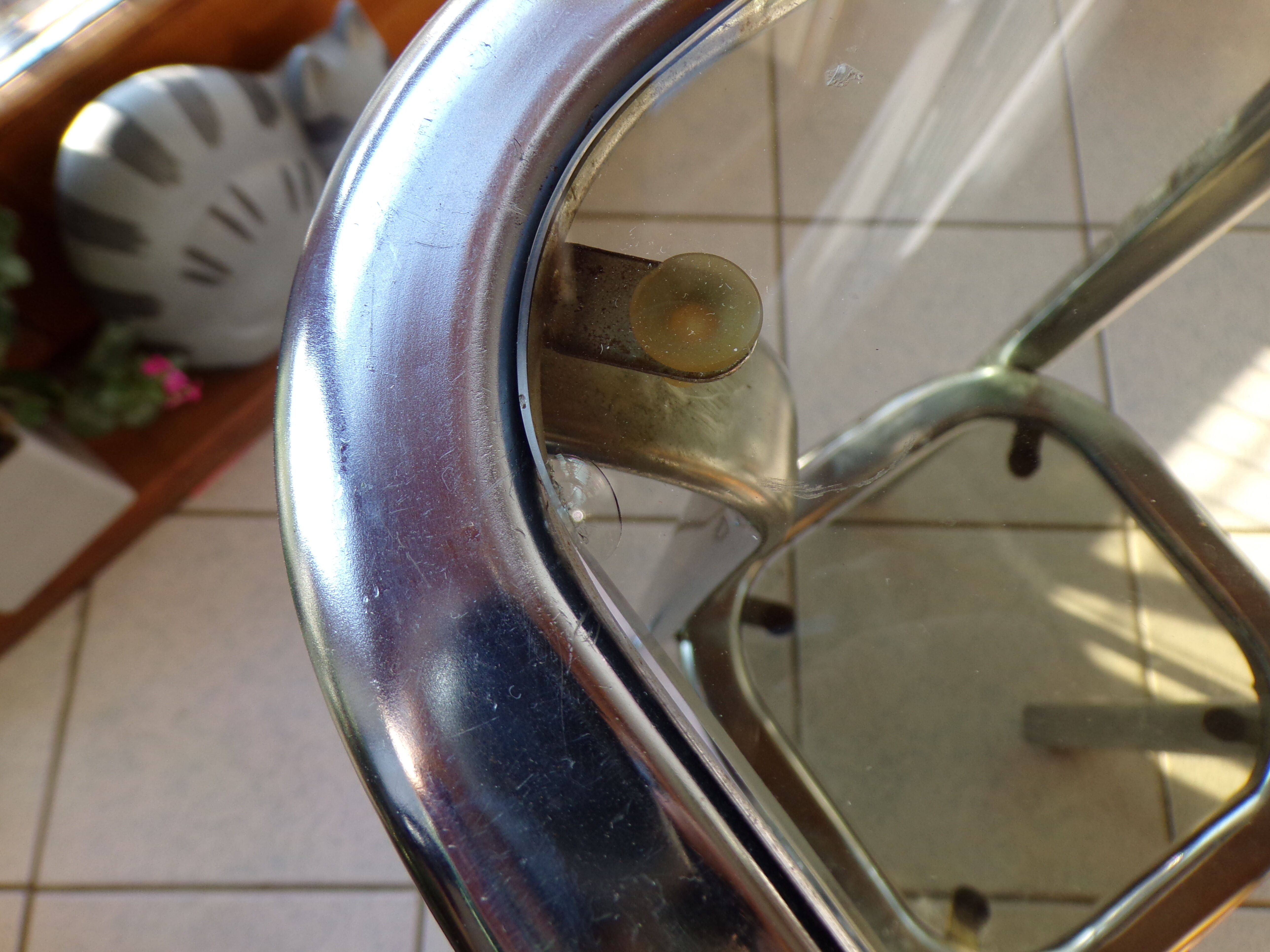 Bedside table or end of tubular steel sofa