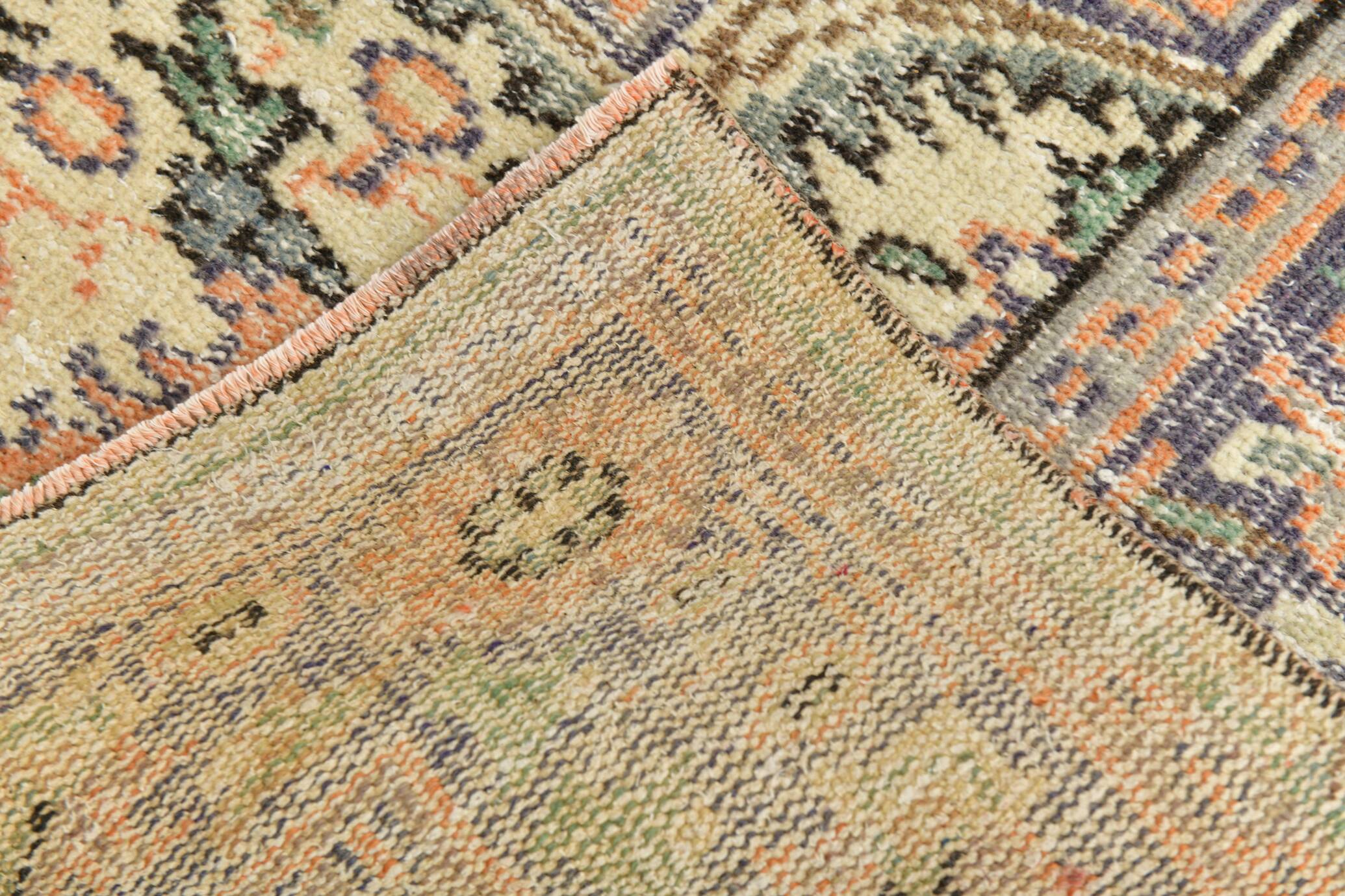 6x9 Antique Vintage Orange & Greeb Turkish Rug, 182x286Cm