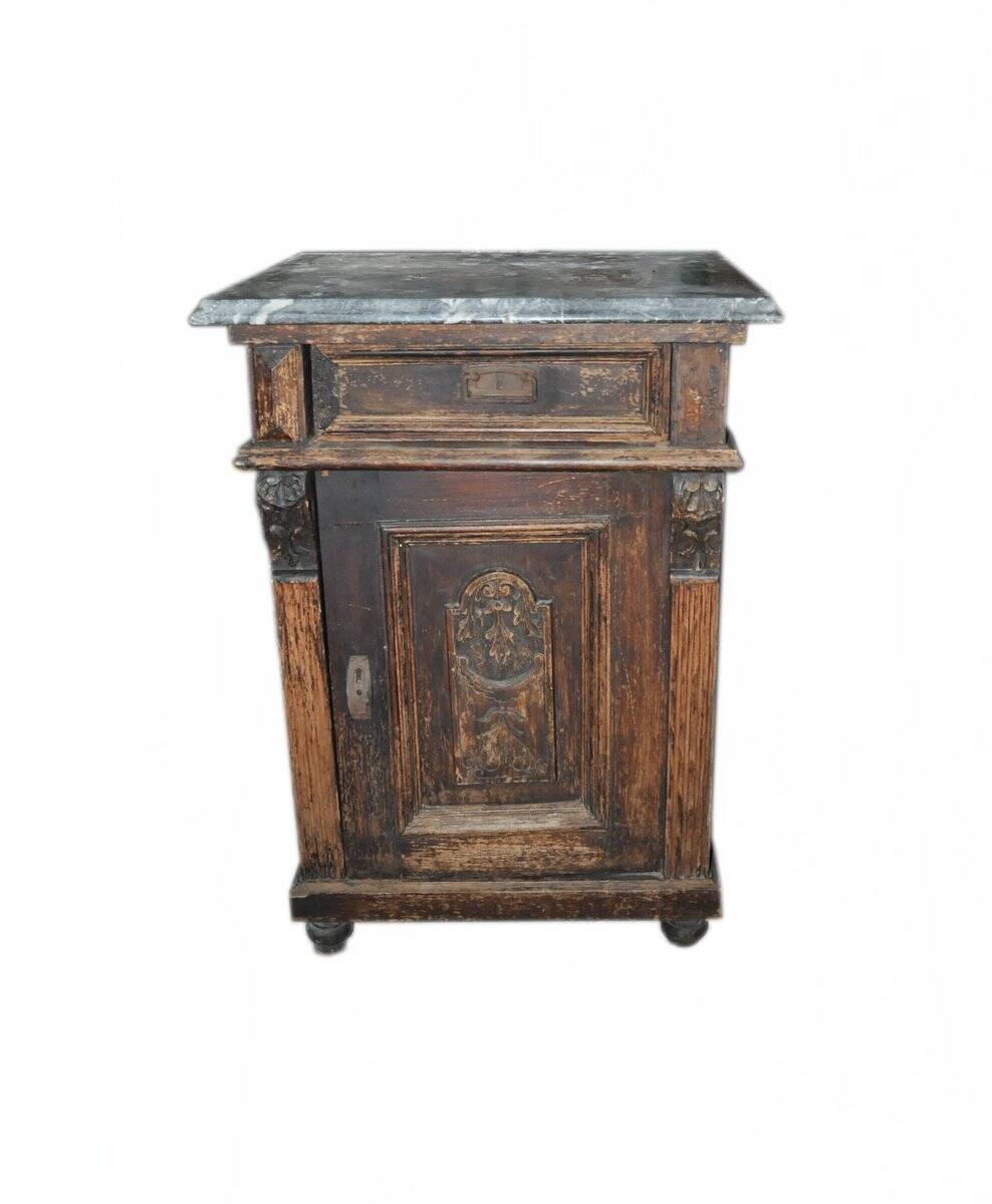Antique German marble top nightstand, 1890s