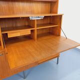 Louis Paolozzi modernist teak bookcase and secretary storage unit