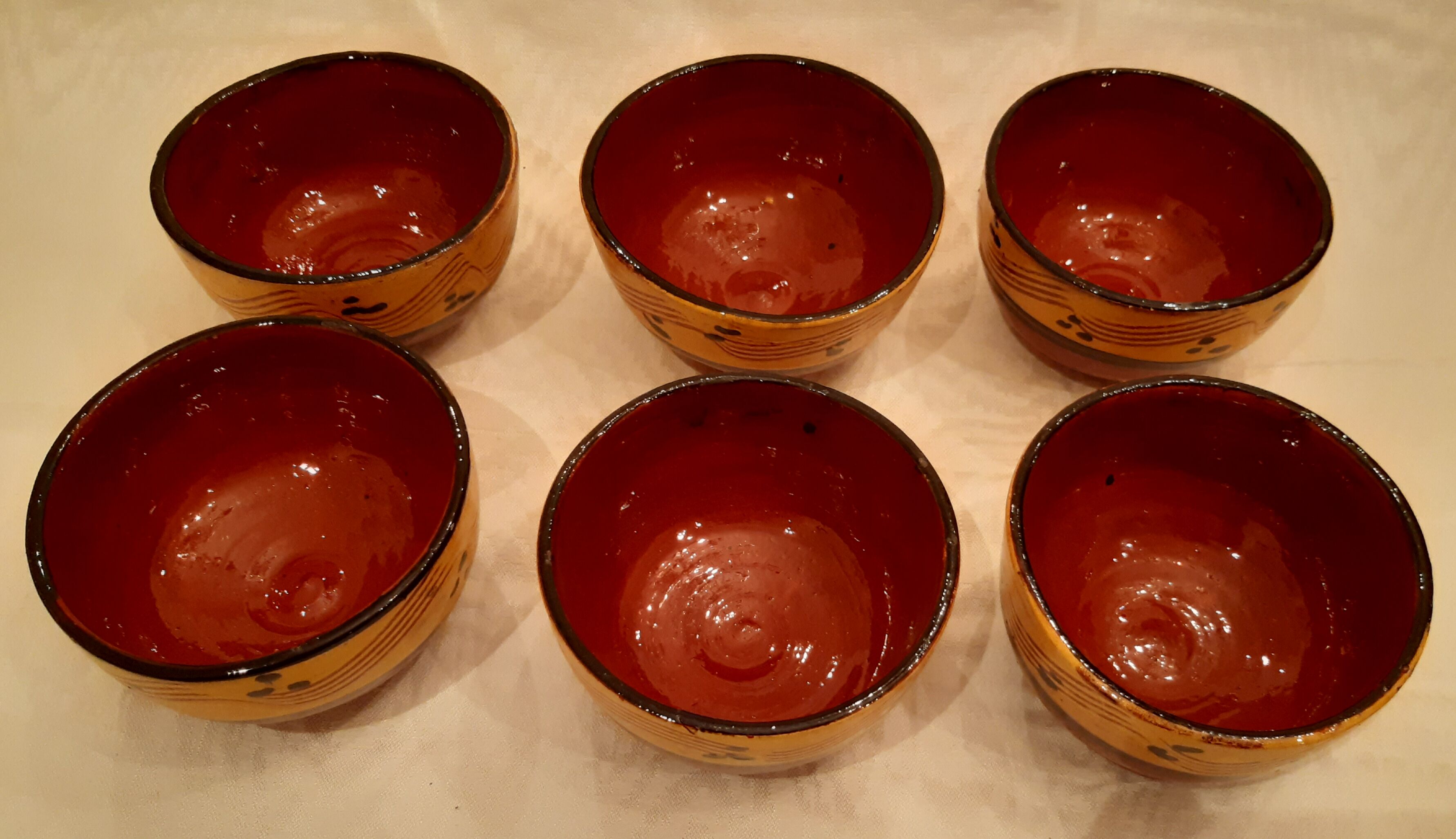 Lot of six terracotta ramekins glazed diameter 11cm TBE