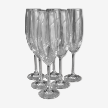 6 champagne flutes in iridescent glass