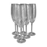 6 champagne flutes in iridescent glass