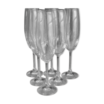 6 flûtes à champagne en verre irisé