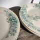 8 Terre de fer plates Anémones Bertrand Bordeaux old in green ceramic decorated with flowers
