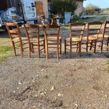 6 old straw chairs