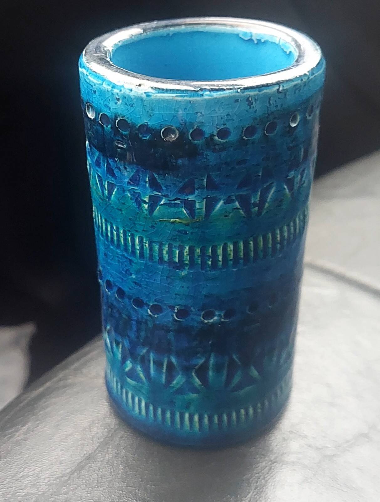 Ceramic vase Bitossi Aldo Londi blue Rimini series 1970s