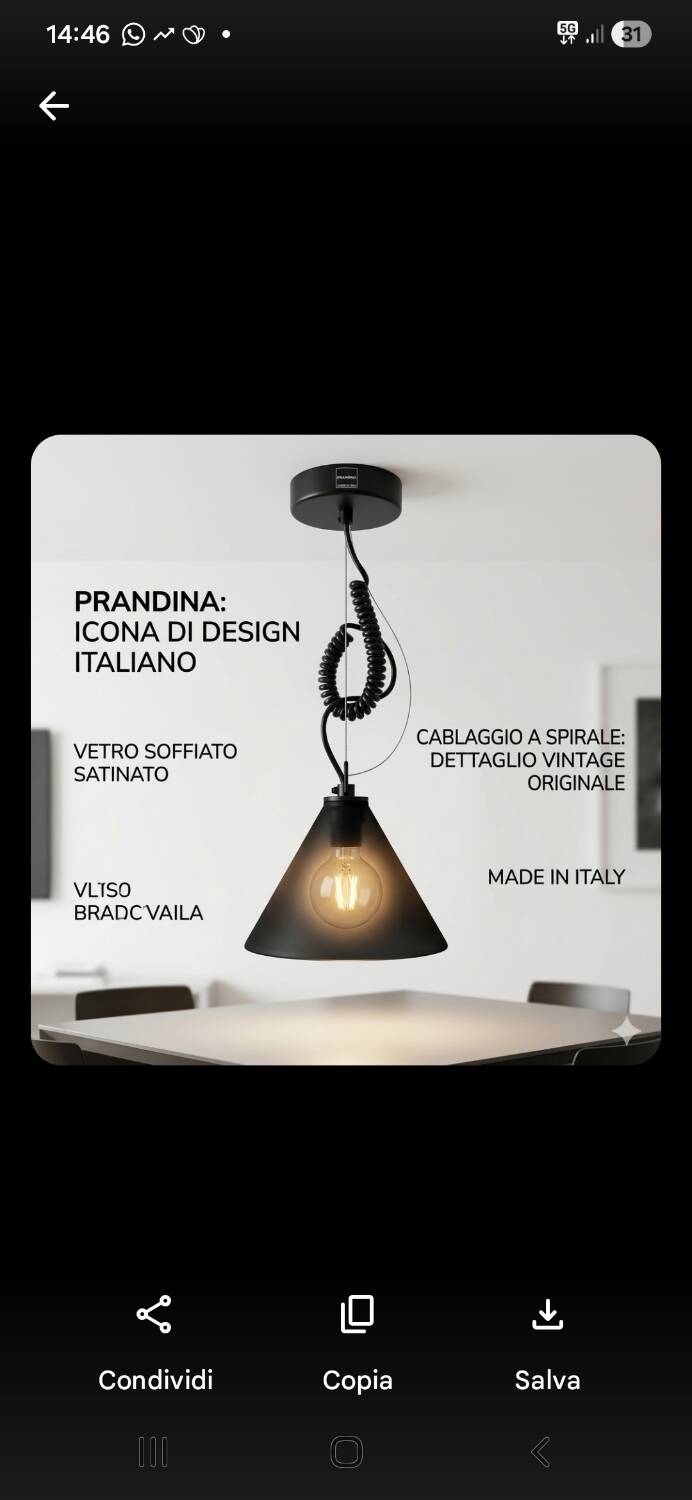 Original Prandina Pendant Light – Italian Glass Design – Minimalist
