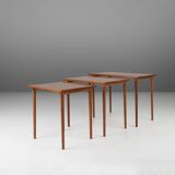 Set of 3 teak wood scandinavian nesting tables, Denmark, 1960s
