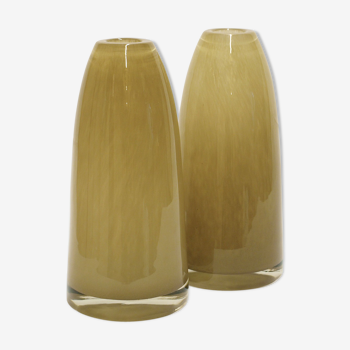 Pair of glass vases in the shape of shells