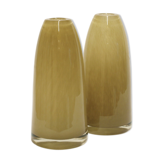 Pair of glass vases in the shape of shells