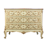 Louis XV curved façade dresser in lacquered and gilded wood.