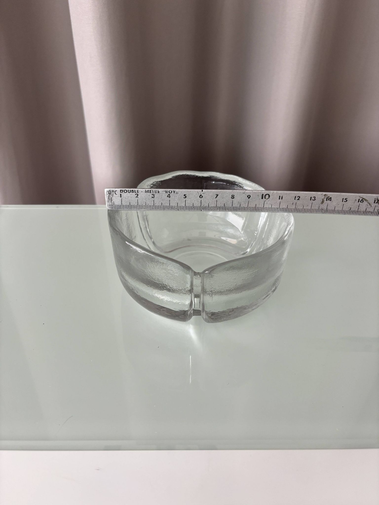 Vintage Scandinavian Textured Glass Ashtray | Organic Design | 1970s