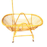 Vintage rattan cradle for baby with bed sky
