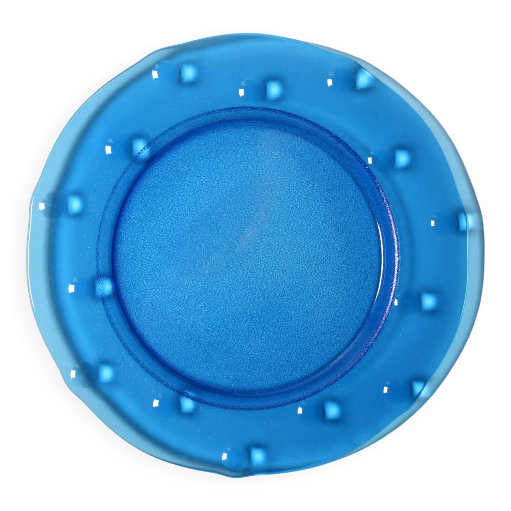 Plat en verre cobalt vintage : pièce maîtresse du milieu du siècle, Borgonovo Italie