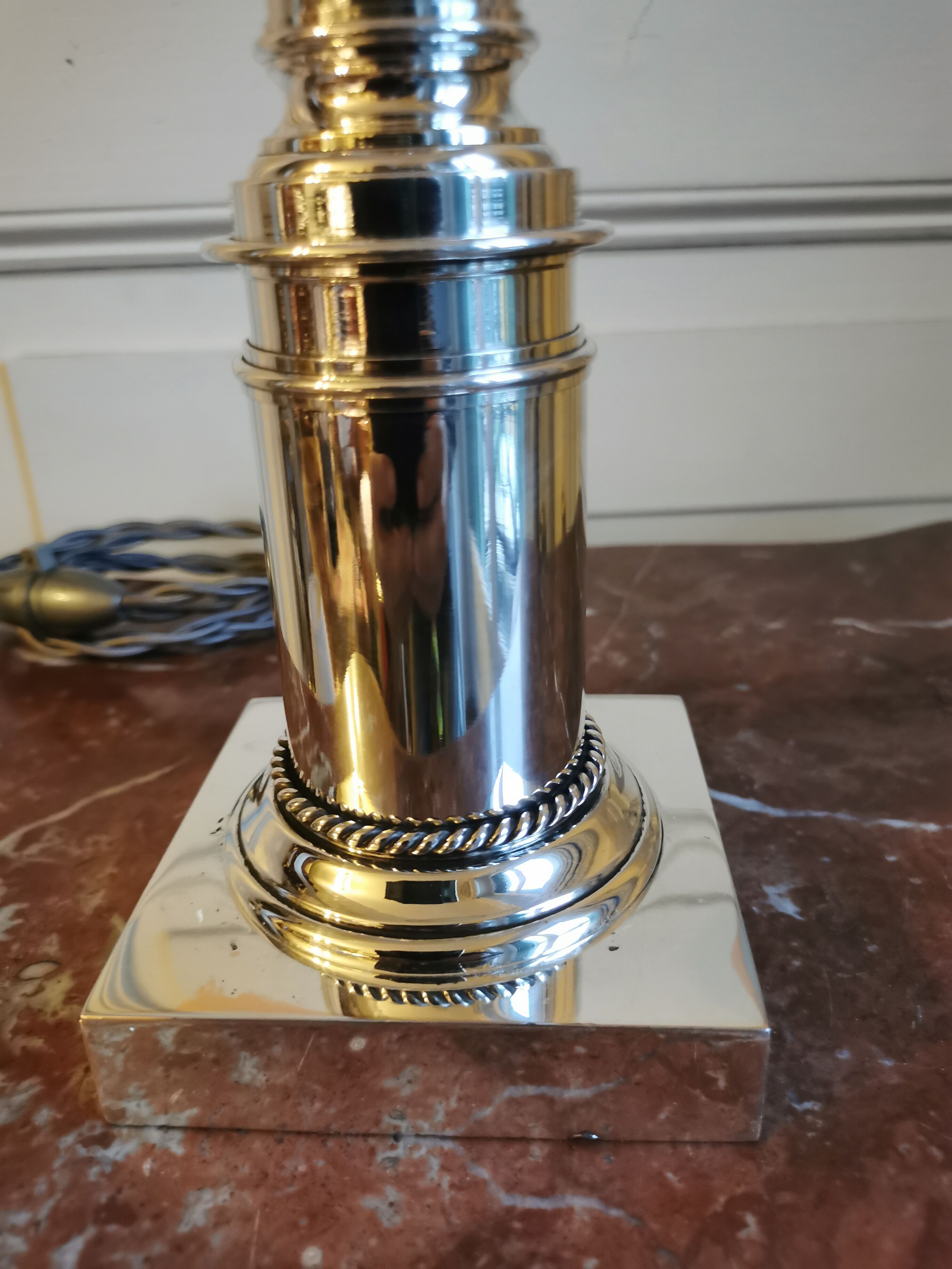 Silver metal lamp signed Plasait goldsmith