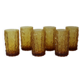 6 verres texturés vintage Geoffrey Baxter orange