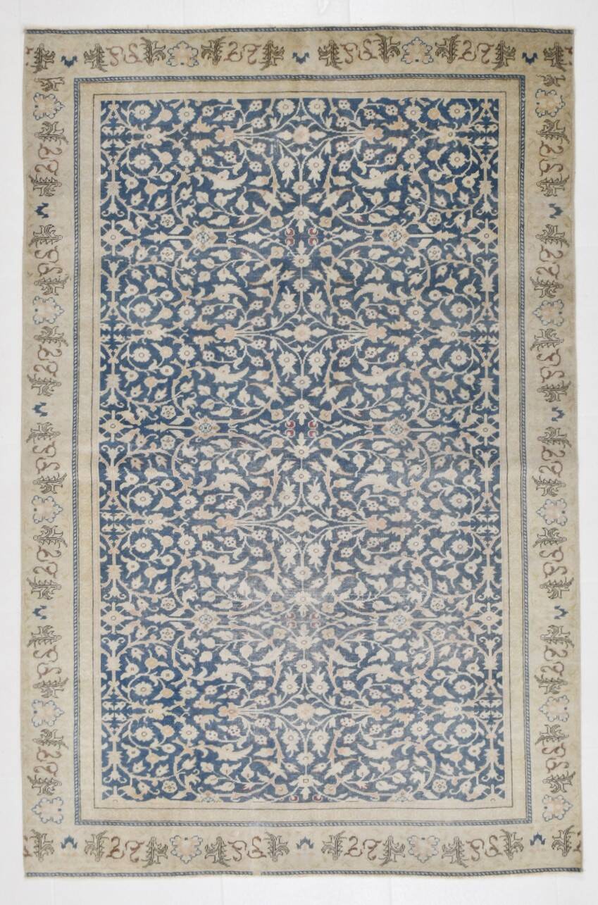 4x7 Navy Blue & Beige Persian Rug 135x204Cm SK 21639