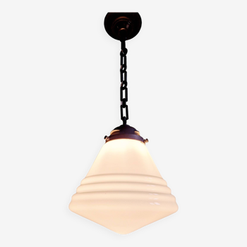 Suspension Art Déco Philips en opaline blanche, années 1930