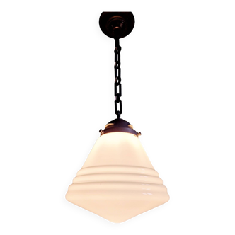 Art Deco Philips pendant light in white opaline, 1930s